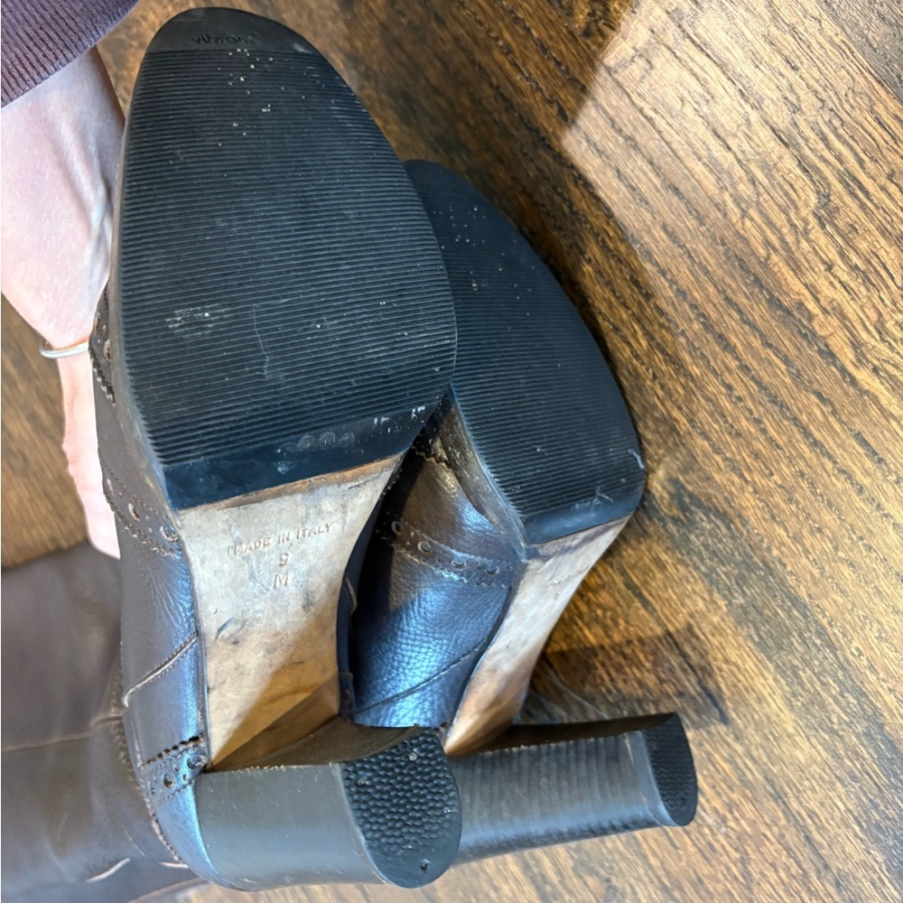 Michael Kors Dylan Brown Leather Knee-High Pull On Boots - Picture 10 of 16